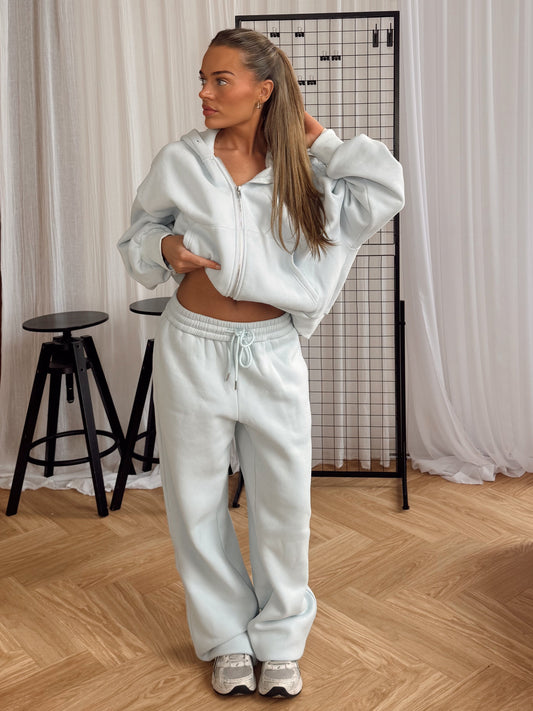 Lounge Full Zip Hoodie: Baby Blue