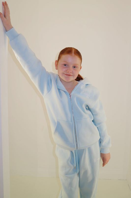 Beau Youth Lounge Full Zip Hoodie: Baby Blue