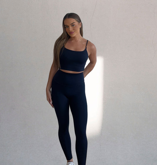 The Silhouette Collection Padded Crop Top: Navy